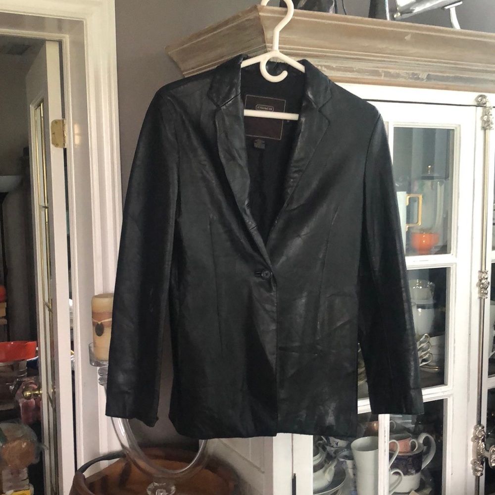 COACH Black Leather Jacket, S